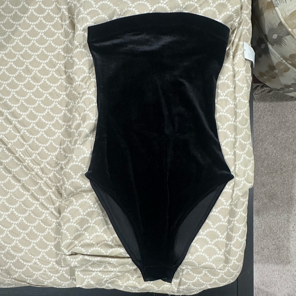 Urban Outfitters Black Velvet Bodysuit Brief